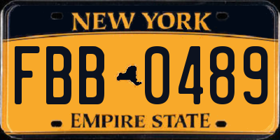 NY license plate FBB0489