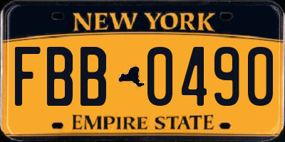 NY license plate FBB0490