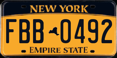 NY license plate FBB0492