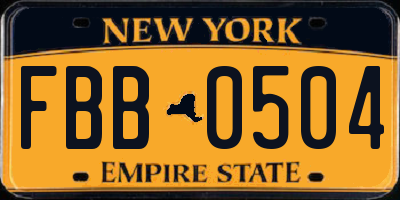 NY license plate FBB0504