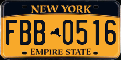 NY license plate FBB0516