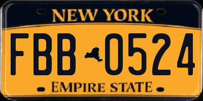 NY license plate FBB0524