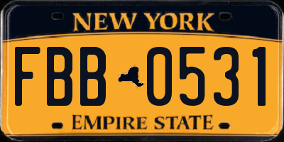 NY license plate FBB0531