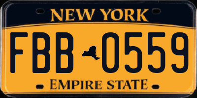 NY license plate FBB0559