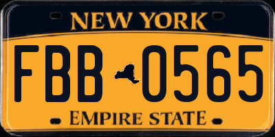 NY license plate FBB0565