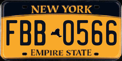 NY license plate FBB0566