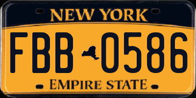 NY license plate FBB0586