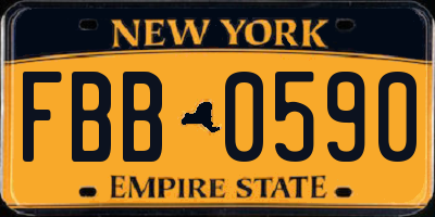 NY license plate FBB0590