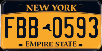 NY license plate FBB0593