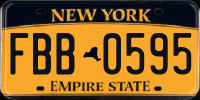 NY license plate FBB0595