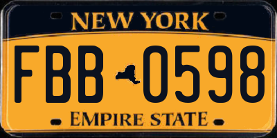 NY license plate FBB0598