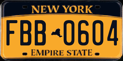 NY license plate FBB0604