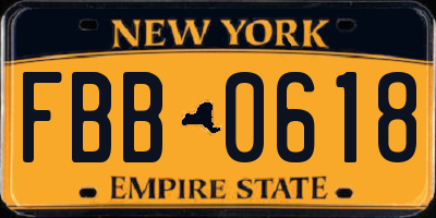 NY license plate FBB0618