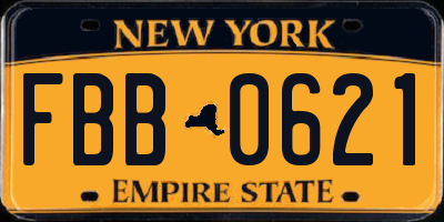 NY license plate FBB0621