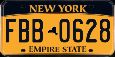 NY license plate FBB0628