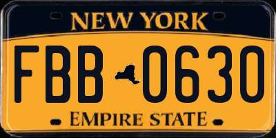 NY license plate FBB0630