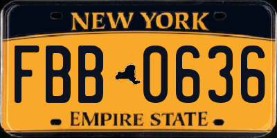 NY license plate FBB0636