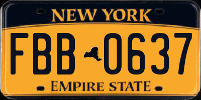 NY license plate FBB0637