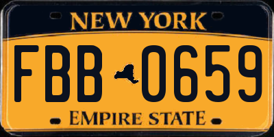 NY license plate FBB0659