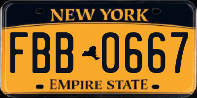 NY license plate FBB0667