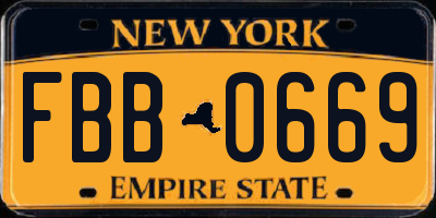 NY license plate FBB0669