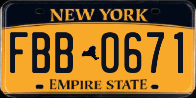 NY license plate FBB0671