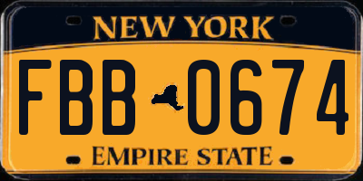 NY license plate FBB0674