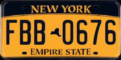 NY license plate FBB0676