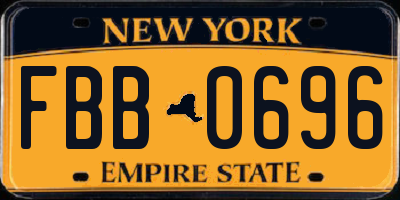 NY license plate FBB0696
