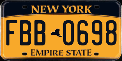 NY license plate FBB0698