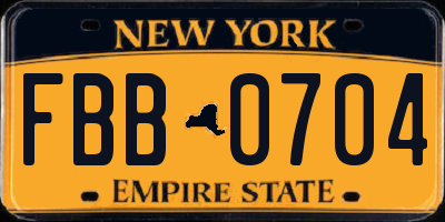 NY license plate FBB0704