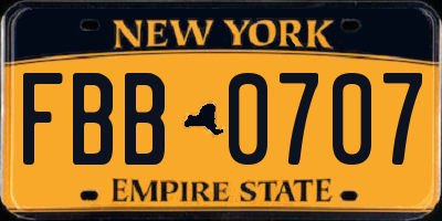 NY license plate FBB0707