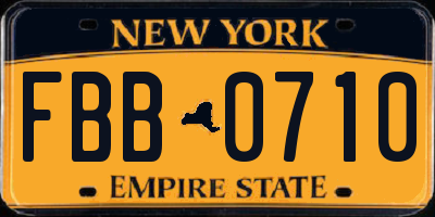NY license plate FBB0710