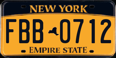 NY license plate FBB0712