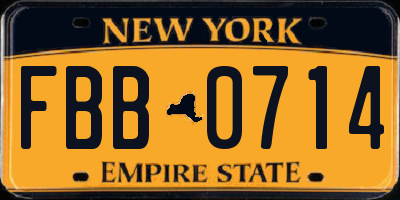 NY license plate FBB0714
