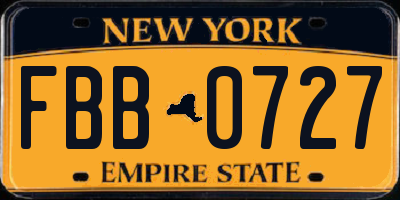 NY license plate FBB0727