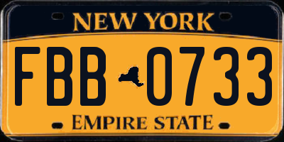 NY license plate FBB0733