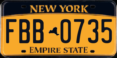 NY license plate FBB0735