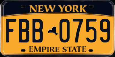 NY license plate FBB0759