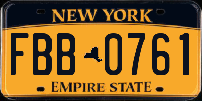 NY license plate FBB0761