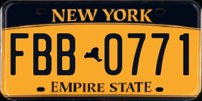 NY license plate FBB0771