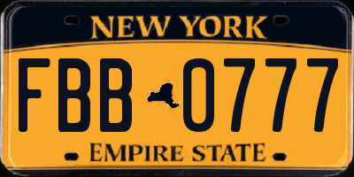 NY license plate FBB0777