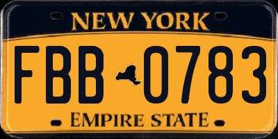 NY license plate FBB0783