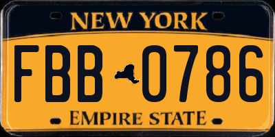 NY license plate FBB0786