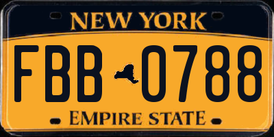 NY license plate FBB0788