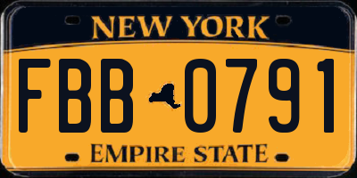NY license plate FBB0791