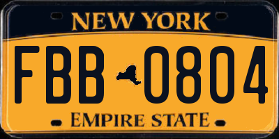 NY license plate FBB0804