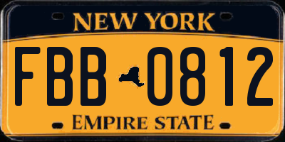 NY license plate FBB0812