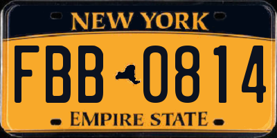 NY license plate FBB0814