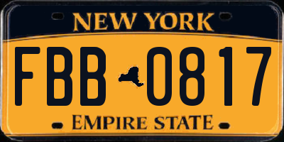 NY license plate FBB0817